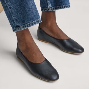 Everlane Day Glove Flats Black Italian Leather Ballet Shoes Size 11 New